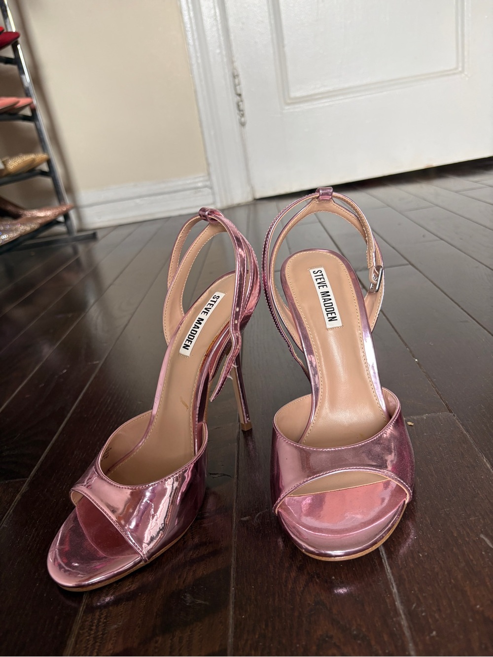 Steve Madden brand new pink mirror heel sandals size 8.5